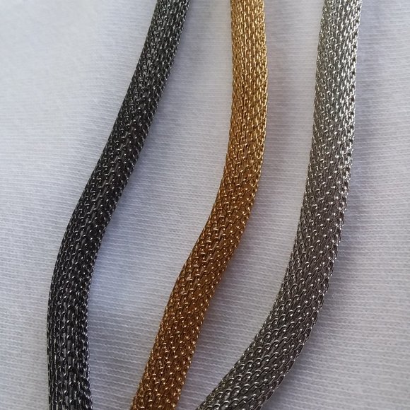 Bracelet 3 Strand/Color Coil Spring Gold Silver Gun Metal/Black 7.5" 7 1/2" - Picture 7 of 11